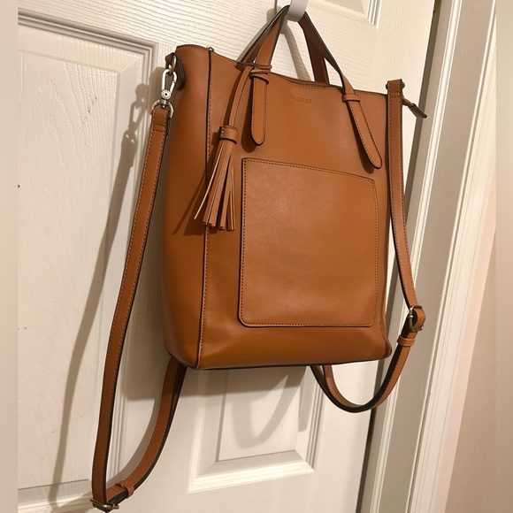 ECOSUSI Tote Bag Convertible Brown Vegan Leather Backpack/Shoulder/Handbag. - Picture 4 of 15